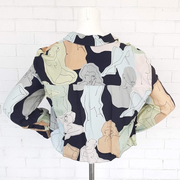 Zara Crop Blouse with Abstract Women Print - Picture 6 of 7